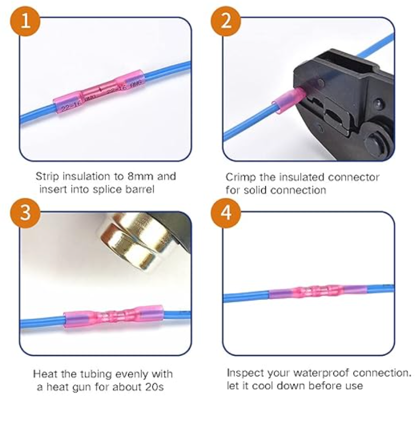 22-16AWG Heat Shrink Butt Connectors (1000)